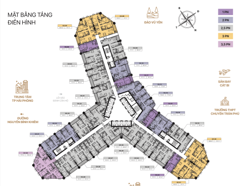 Mặt bằng và Thiết kế các loại căn hộ Golden Crown Hải phòng