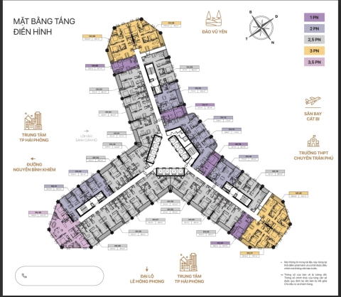 Mặt bằng điển hình căn hộ golden crown hai phong